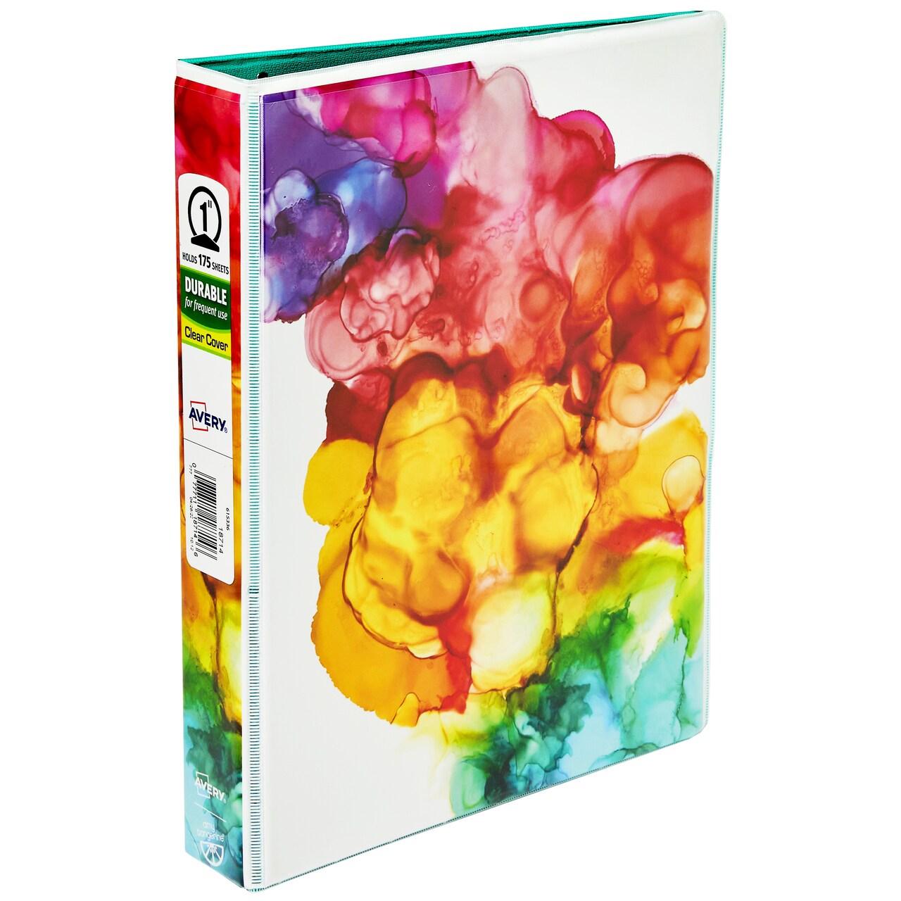 Avery + Amy Tangerine Designer Collection Mini Binder, 5.5" x 8.5", 1 Inch Round Rings, Rainbow Inkblot, 1 Mini 3 Ring Binder (18714)